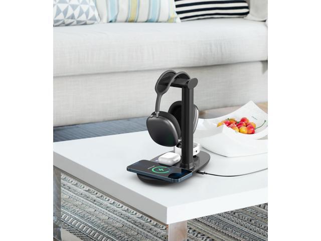 4 in 1 Wireless Charger 15W and Headphones Stand Holder Qi Fast Wireless Charging Station for AirPods/Apple Watch Series/iPhone 12/11/11 pro/11 Pro...