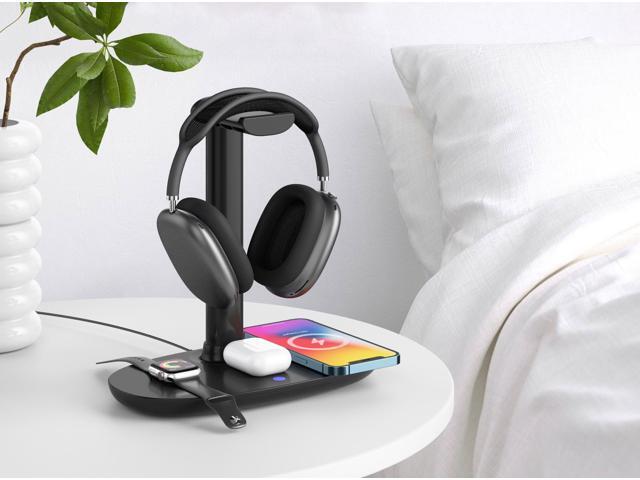 4 in 1 Wireless Charger 15W and Headphones Stand Holder Qi Fast Wireless Charging Station for AirPods/Apple Watch Series/iPhone 12/11/11 pro/11 Pro...