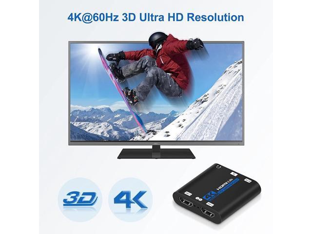 HDMI Splitter 1 in 2 Out,HDMI Audio Extractor 4K 60HZ HDMI Splitter for Dual Monitor Duplicate/Mirror,Supports Auto Scaling, HDCP 2.2,HDR 10 for...