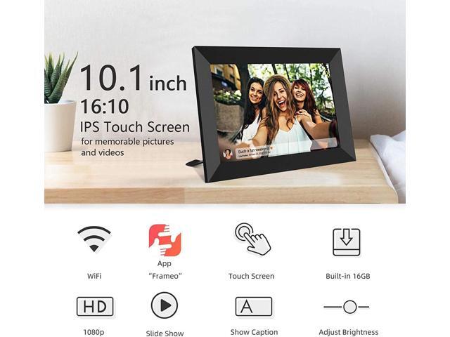WiFi Digital Photo Frame FRAMEO 10.1 Inch Smart 1280x800 IPS LCD Touch Screen, Auto-Rotate Portrait and Landscape, Built in 16GB Memory, Share...
