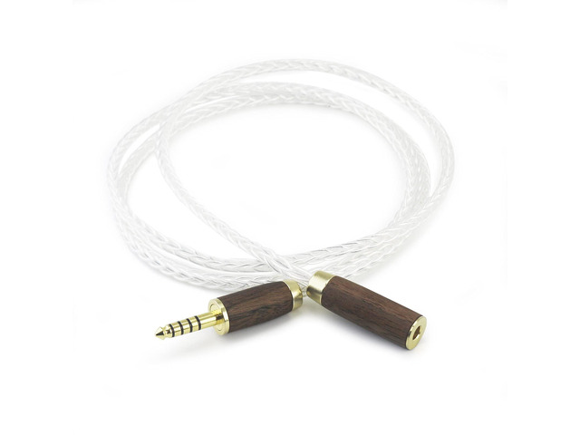 4.4mm Male to 4.4mm Female Balanced Headphone Audio Adapter Cable Extension Cord 8 Cores 6N OCC Copper Single Crystal Silver Plated Wire Walnut...