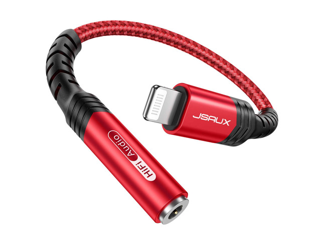 Headphone Adapter for iPhone Lightning to 3.5mm Adapter-Red Change Lightning Port to 3.5mm Port, for Apple MFi Certified, Compatible with iPhone...