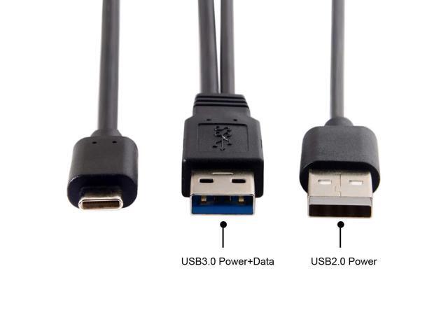 Vszerda Type-C USB-C to USB 3.0 Male & USB 2.0 Dual Data Y Cable for Laptop & Hard Disk 60cm