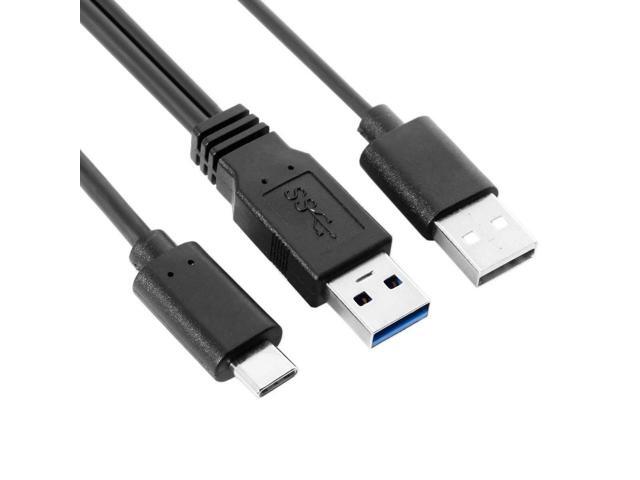 Vszerda Type-C USB-C to USB 3.0 Male & USB 2.0 Dual Data Y Cable for Laptop & Hard Disk 60cm
