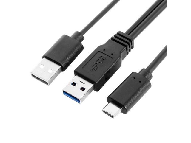 Vszerda Type-C USB-C to USB 3.0 Male & USB 2.0 Dual Data Y Cable for Laptop & Hard Disk 60cm
