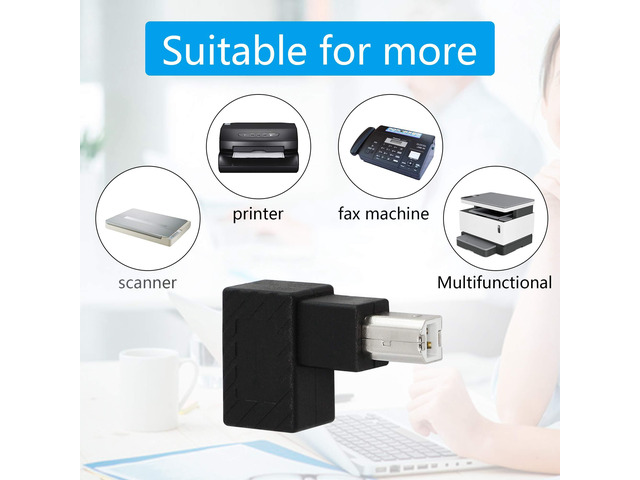 Vszerda USB 2.0 Type-B Printer Adapter, 2Pack 90 Degrees USB 2.0 B Male to Type-B Female Printer Adapter for Printer, Scanner, Mobile HDD and...