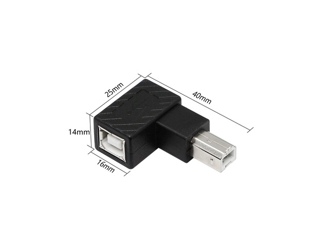 Vszerda USB 2.0 Type-B Printer Adapter, 2Pack 90 Degrees USB 2.0 B Male to Type-B Female Printer Adapter for Printer, Scanner, Mobile HDD and...