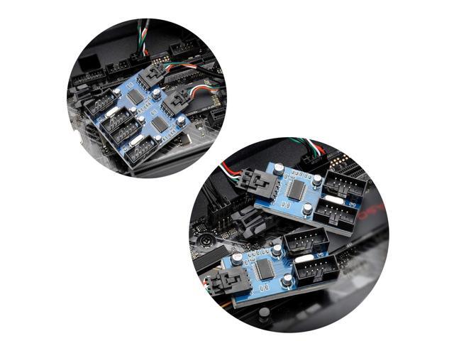 9 pin USB Header Male 1 to 4 Female Motherboard Extension Cable USB 2.0 HUB Connector Adapter for Port MultiplierIncrease The Motherboard 9pin...