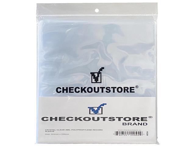100 CheckOutStore Crystal Clear Plastic OPP for 12' LP Vinyl 33 RPM Records 4 Mil (Outer Sleeves)