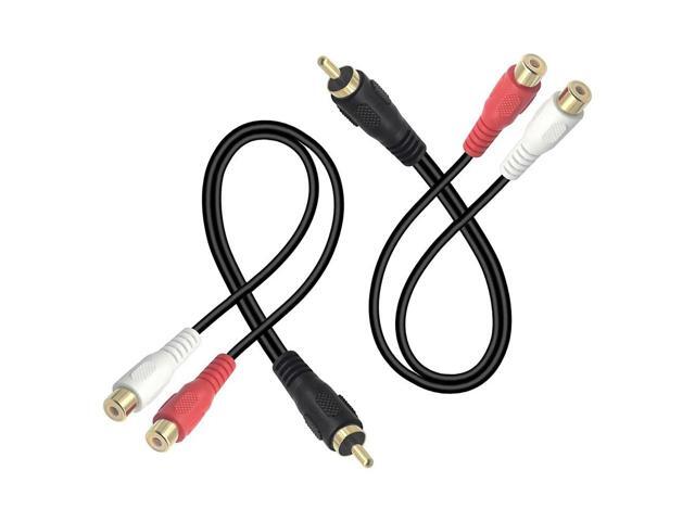 FOR RCA Audio Y Cable 2-Pack 1 RCA (Male) to 2 RCA (Female) Stereo Audio Adapter Gold Plated Dual RCA Female Cable Splitter