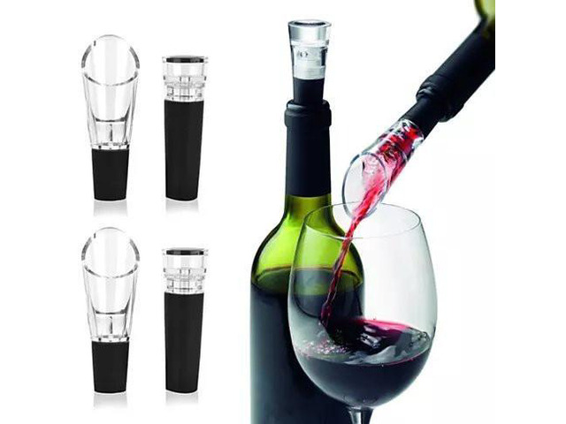 Vista Pour And Preserve Wine Bottle Spouts And Stoppers Set Of 4 - Clear