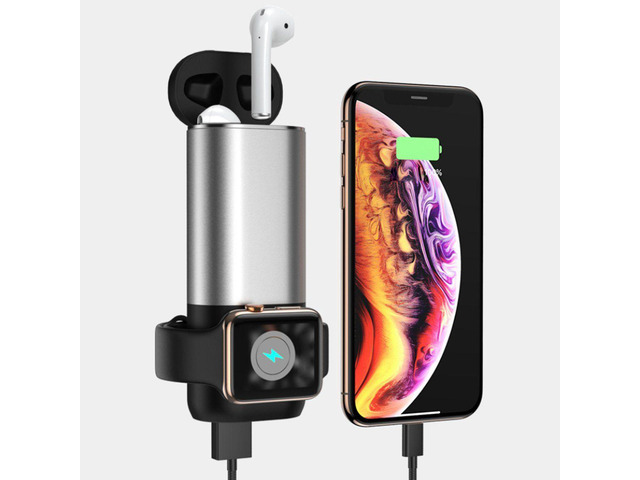 Porta 3 in 1 Wireless Charger For Apple Watch And Airpods Plus Phone - Black