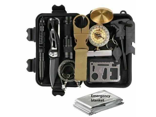 Vista 14 in 1 Outdoor Emergency Survival Gear Kit Camping Tactical Tools SOS EDC Case - Black