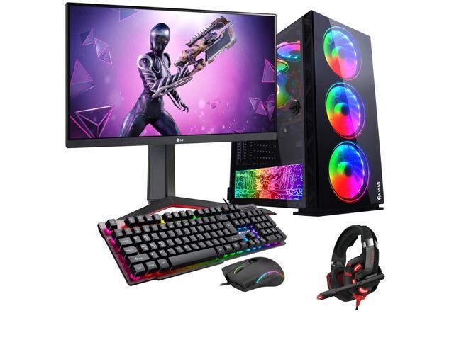HAJAAN BREEZE PRO Gaming Desktop Tower PC with 24 Inch Gaming Monitor - AMD Ryzen 5 3600 6-Core Processor 3.60GHz, 16GB DDR4 RAM, 512GB SSD, Nvidia.