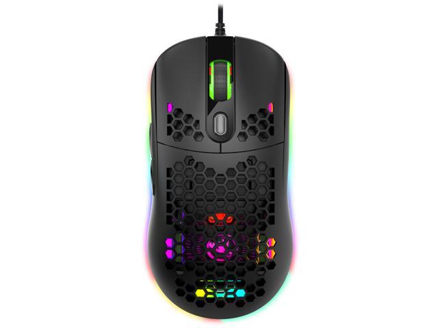 HXSJ X600 Hollow Honeycomb Shaped Macro Programming Gaming Wired Mouse with 6 RGB Backlight, 6400DPI