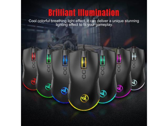 HXSJ A883 USB Wired Gaming Mouse with 7 Macro Programmable Keys, 6400 DPI - For Desktop Computer Laptop