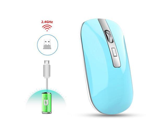 HXSJ M30 Rechargeable Office Silent Wireless Mouse W/ Metal Scroll Wheel and 1600DPI - Blue