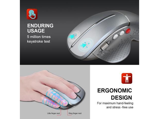 HXSJ T32 2.4GHz Wireless Office Gaming Vertical Mouse with Innovative Aluminum Side Scroll Wheel - Black