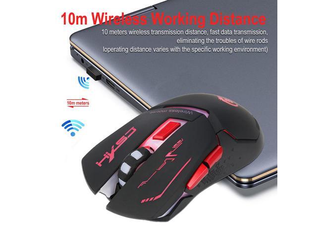 HXSJ X30 Ergonomic 7 Colorful Lights 2400DPI Wireless Mouse with Built-in 1200mAh High Capacity Rechargeable Battery