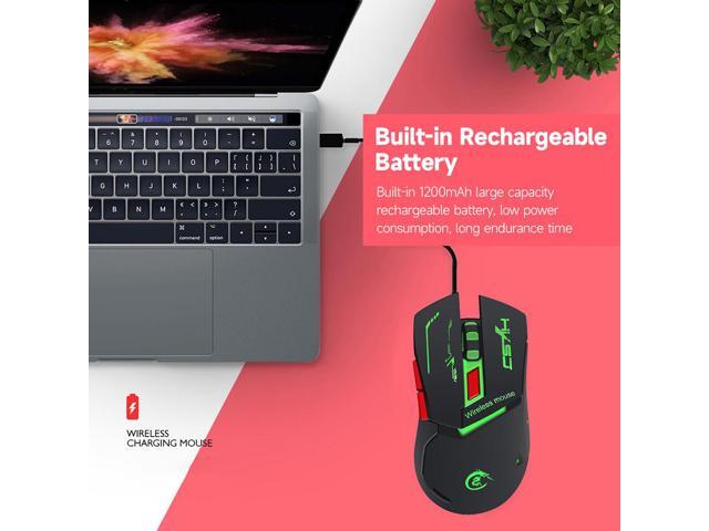 HXSJ X30 Ergonomic 7 Colorful Lights 2400DPI Wireless Mouse with Built-in 1200mAh High Capacity Rechargeable Battery