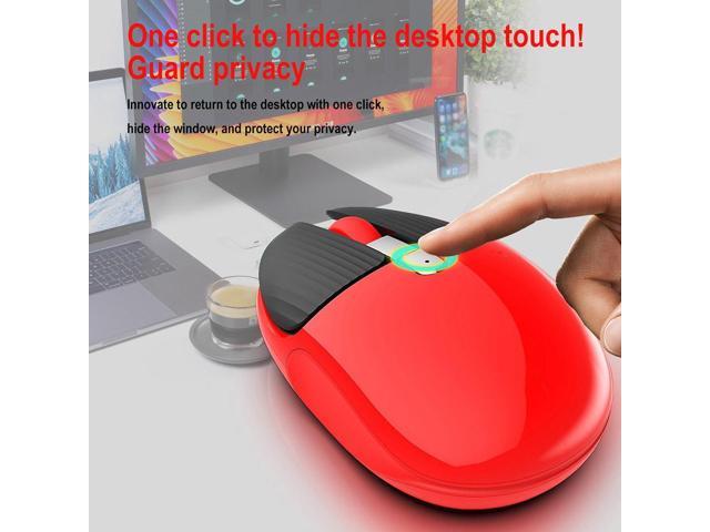 HXSJ M106 Rabbit Style Cute Silent Office Wireless Mouse for Girl (One-button Hide Desktop, Rechargeable 600mAh, Red)