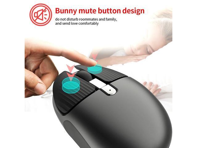 HXSJ M106 Rabbit Style Cute Silent Office Wireless Mouse for Girl (One-button Hide Desktop, Rechargeable 600mAh, Red)