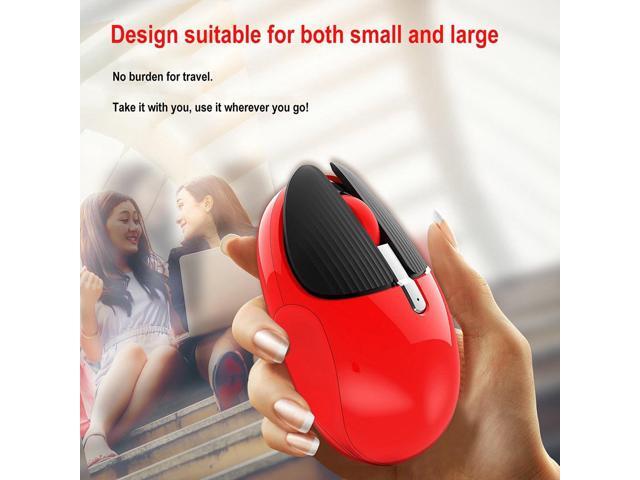 HXSJ M106 Rabbit Style Cute Silent Office Wireless Mouse for Girl (One-button Hide Desktop, Rechargeable 600mAh, Red)