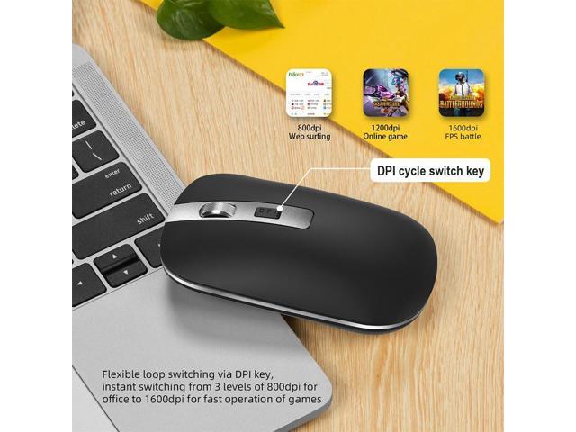 HXSJ M30 Rechargeable Office Silent Wireless Mouse W/ Metal Scroll Wheel and 1600DPI - Grey
