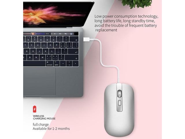 HXSJ M30 Rechargeable Office Silent Wireless Mouse W/ Metal Scroll Wheel and 1600DPI - White