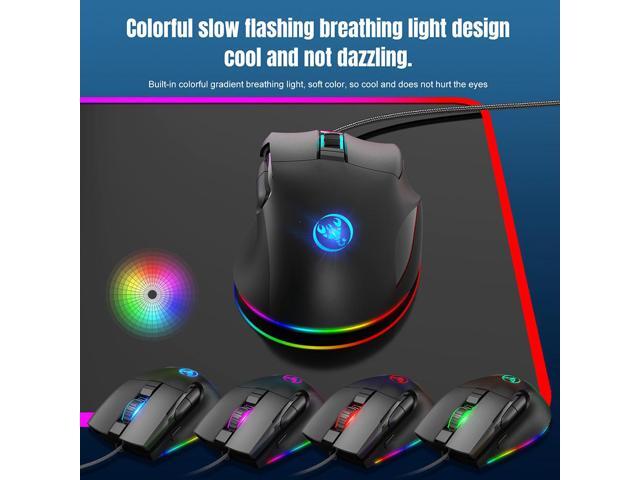 HXSJ A905 Ergonomic USB Wired Game Mouse for Laptop PC (8 Macro Programmable Buttons, 7200DPI, RGB Backlit, Black)