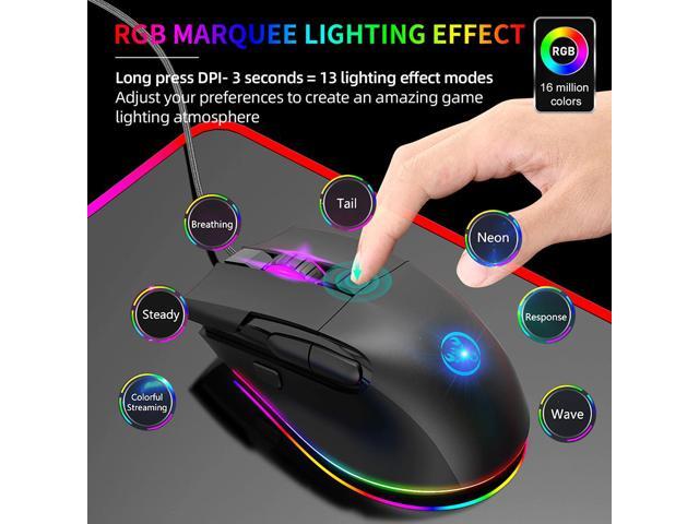 HXSJ A905 Ergonomic USB Wired Game Mouse for Laptop PC (8 Macro Programmable Buttons, 7200DPI, RGB Backlit, Black)