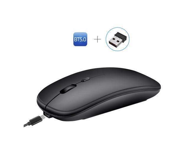HXSJ M90 Ergonomic Dual Mode Silent Wireless Mouse with Bluetooth + 2.4GHz Connection, 500mAh Rechargeable Battery, 1600DPI