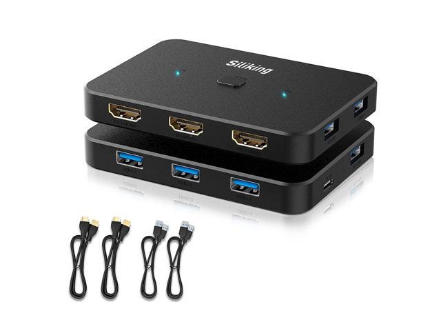 4K@60Hz HDMI KVM Switch USB Selector for 2 Computers Share one Monitor and 4 USB 3.0 Ports, Keyboard Mouse Printer, External Hard Drives, 2 USB...