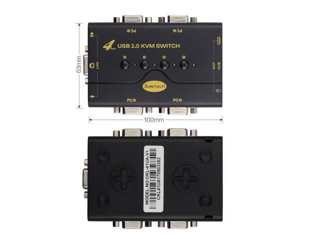 4 Port VGA KVM Switch with USB Hub and Audio Support Wireless Keyboard Mouse Connection and Push Button Switching Function