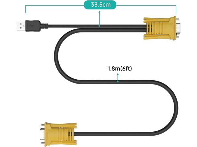 MT-VIKI 2-in-1 USB VGA KVM Cable 1.8m (6ft) for USB KVM Switch VGA