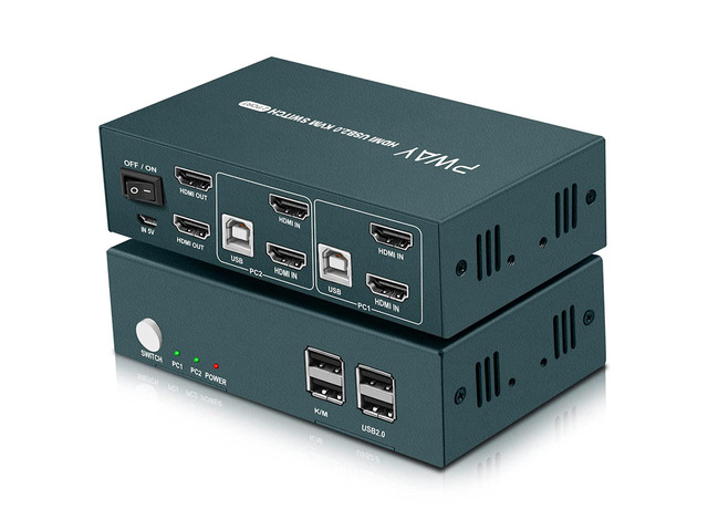 KVM Switch Dual Monitor HDMI 2 Port, 4K@30Hz, Extended Display for KVM Switch 2 computers 2 monitors, Hotkey Switch, 2 USB 2.0 Hub Support Printer...