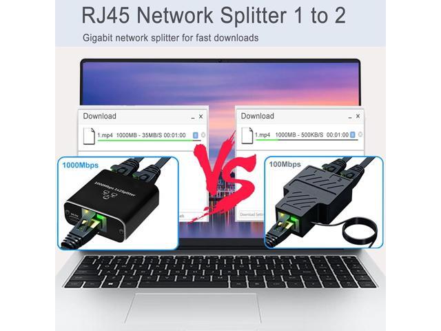 Gigabit Ethernet Splitter 1 to 2 - Network Splitter with USB Power Cable, RJ45 Internet Adapter 1000Mbps High Speed for Cat 5/5e/6/7/8 Cable [2...