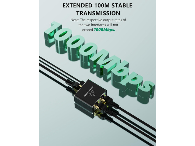 RJ45 Ethernet Splitter, 1000Mbps Ethernet Splitter 1 to 2[2 Devices Simultaneous Networking], Gigabit Network Adapter 8P8C LAN Internet Extension...
