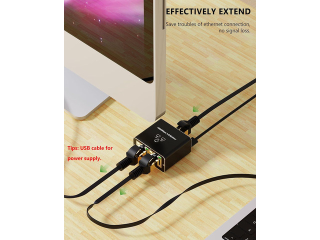 RJ45 Ethernet Splitter, 1000Mbps Ethernet Splitter 1 to 2[2 Devices Simultaneous Networking], Gigabit Network Adapter 8P8C LAN Internet Extension...