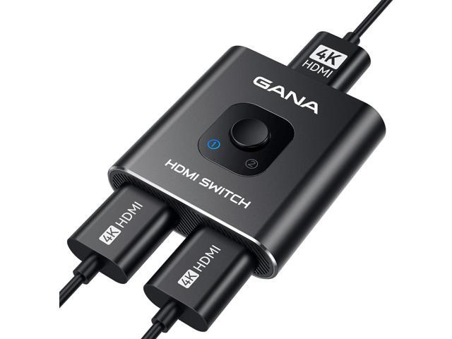 HDMI Switch 4k@60hz Splitter, GANA Aluminum Bidirectional HDMI Switcher 2 in 1 Out, Manual HDMI Hub Supports HD Compatible with Xbox PS5/4/3...