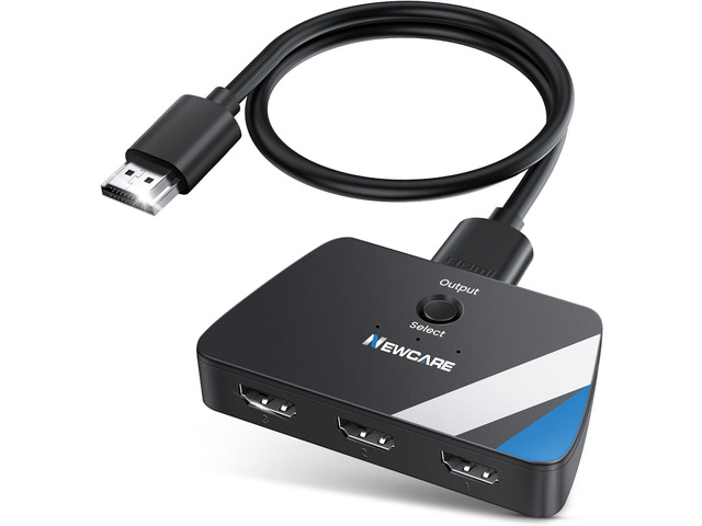 [Upgrade] HDMI Switch 3 in 1 Out, 4K@60Hz HDMI 2.0 Switch Splitter with 2.6FT HDMI Cable, 3-Port HDMI Switcher Selector, Supports 4K 30Hz 3D 1080P...