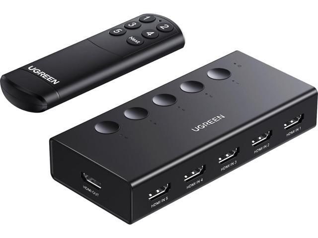 UGREEN HDMI Switch 5 in 1 Out 4K@60Hz, HDMI Splitter with Remote 5 Port HDMI Switcher Selector Support 3D CEC HDR HDCP2.2 Compatible with PS5/4/3.