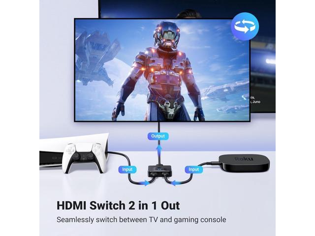UGREEN HDMI Switch 4K@60Hz, Bi-Directional HDMI Switcher 2 in 1 Out HDMI Splitter 1 Input 2 Output Supports UHD 3D HDR Compatible with PS5, PS4,...