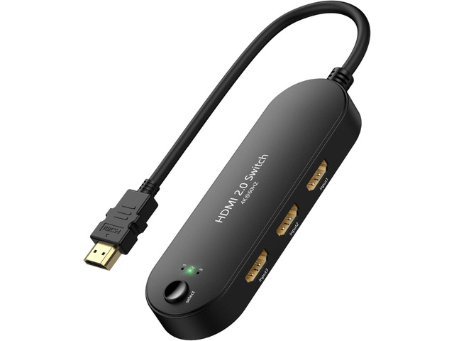 HDMI Switch 4K@60Hz, 4K HDMI Splitter 3 in 1 Out, 3 Port Hdmi Switcher Box Suppo