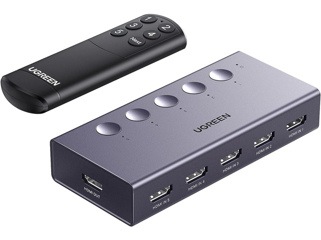 UGREEN HDMI Switch 5 in 1 Out 4K@60Hz, HDMI Splitter with Remote 5 Port HDMI Swi