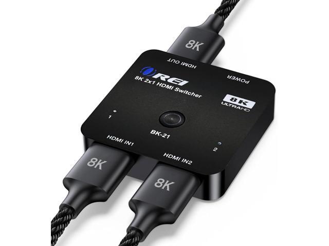 8K 2x1 HDMI Switch 4K @ 120hz, Auto HDMI Selector 48Gbps High Resolution Switch Between 2 Inputs Prefect for Gaming, PS5, Xbox, HDR10, Dolby Vision