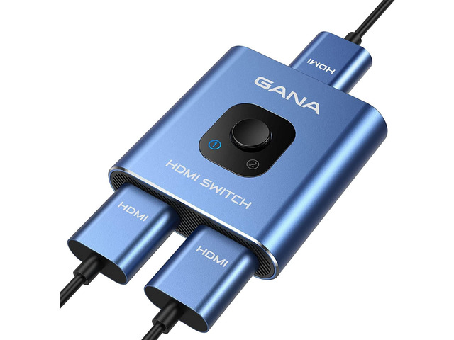 HDMI Switch 4k@60hz Splitter, GANA Aluminum Bidirectional HDMI Switcher 2 in 1 Out, Manual HDMI Hub Supports HD Compatible with Xbox PS5/4/3...