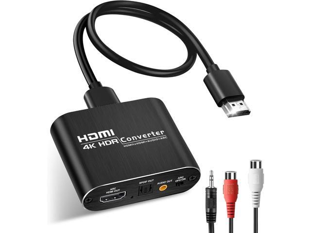 HDMI ARC Audio Extractor 4K@60Hz, HDMI to HDMI + Optical Toslink SPDIF + 3.5mm AUX Jack Stereo Audio Adapter, HDMI Audio Converter Splitter.