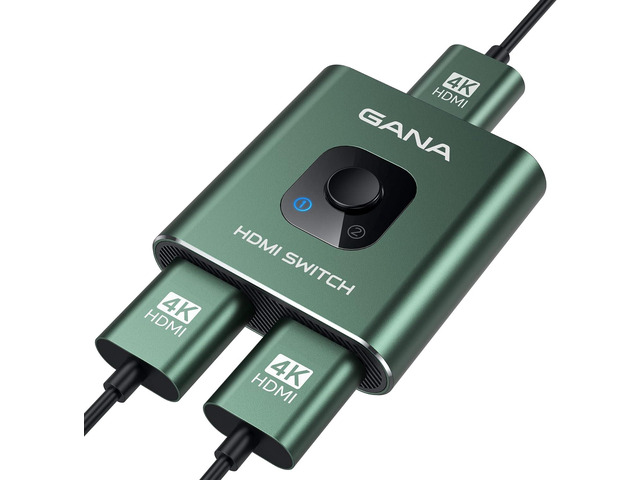 HDMI Switch 4k@60hz Splitter, GANA Aluminum Bidirectional HDMI Switcher 2 in 1 Out, Manual HDMI Hub Supports HD Compatible with Xbox PS5/4/3...