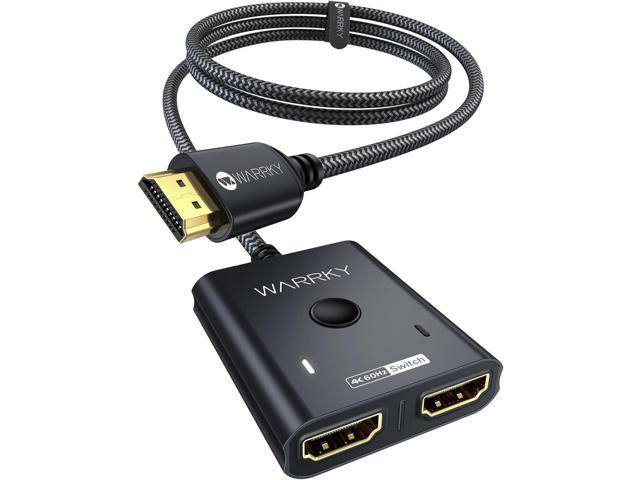 HDMI Switch 2 in 1 Out 4K@60Hz, WARRKY 3.3ft Fixed Braided HDMI Cable, Aluminum Case, HDCP 2.2 Bidirectional 2x1 Switcher Splitter UHD Compatible...